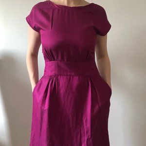 Magenta Silk Cocktail Dress with Pockets